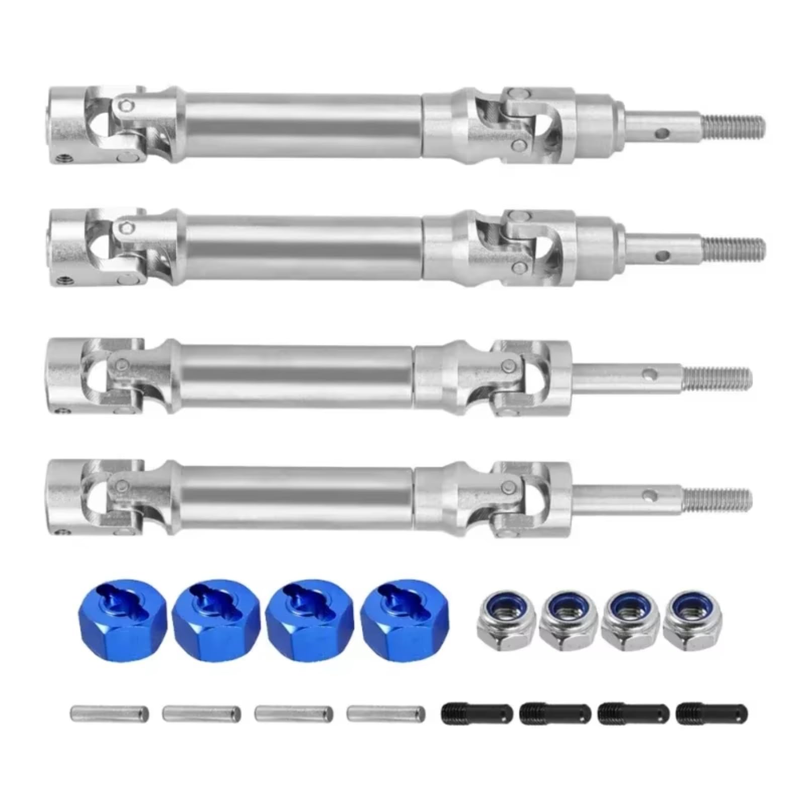 TOQPCZA RC Autoteile Für Traxxas Für Slash 2WD 4X4 Für Rustler 1/10 Edelstahl Vorderachse Welle Und Hintere Antriebswelle RC Auto Upgrade Teile(1set) von TOQPCZA
