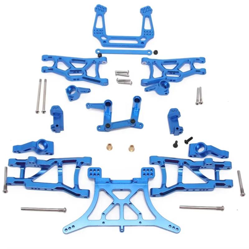 TOQPCZA RC Autoteile Für Traxxas Für Slash 2WD Für VXL 1/10 Metall-Upgrade-Teilesatz Querlenker Stoßdämpfer Lenkblock RC-Autoersatzzubehör(Blue) von TOQPCZA
