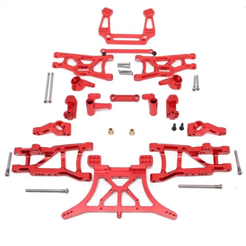 TOQPCZA RC Autoteile Für Traxxas Für Slash 2WD Für VXL 1/10 Metall-Upgrade-Teilesatz Querlenker Stoßdämpfer Lenkblock RC-Autoersatzzubehör(Red) von TOQPCZA