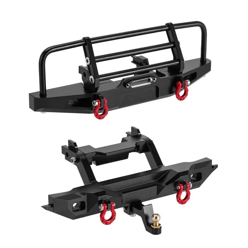TOQPCZA RC Autoteile Für Trx4m Für Defender 1/18 Aluminium Vorne Hinten Stoßstange Mit Lichter RC Crawler Upgrade 4M-88(Set) von TOQPCZA