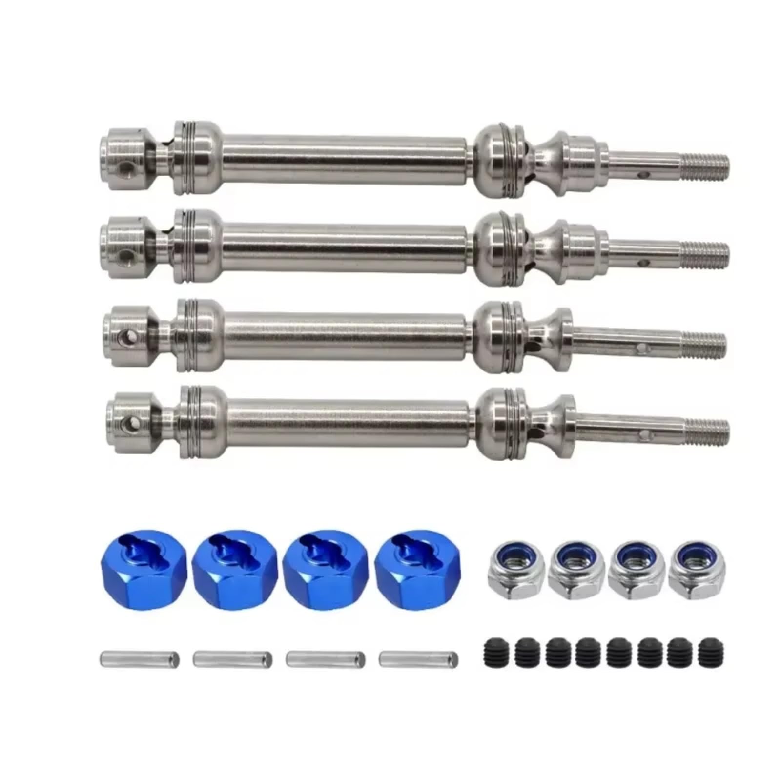 TOQPCZA RC Autoteile Für Trxs Für Slash 2WD 4X4 Für Rustler 1/10 Vorderachswelle Und Hintere Antriebswelle RC Auto Upgrade Teile Ersatz Zubehör(Silver) von TOQPCZA