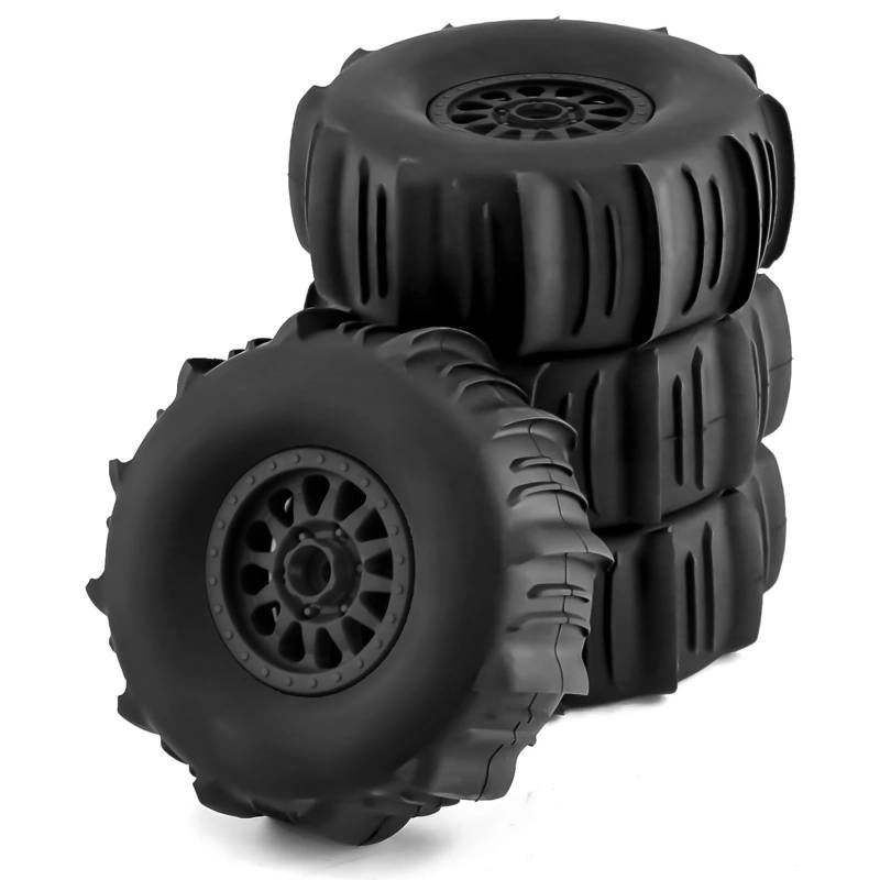 TOQPCZA RC Autoteile Für UDR Für Yikong Für Buggy Für Wüste DF7 Off-Road 4Pcs 138mm 1/7 17mm Rad Hex Short Course Truck Sand Reifen(Black) von TOQPCZA