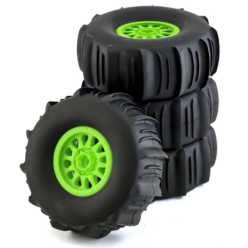 TOQPCZA RC Autoteile Für UDR Für Yikong Für Buggy Für Wüste DF7 Off-Road 4Pcs 138mm 1/7 17mm Rad Hex Short Course Truck Sand Reifen(Green) von TOQPCZA