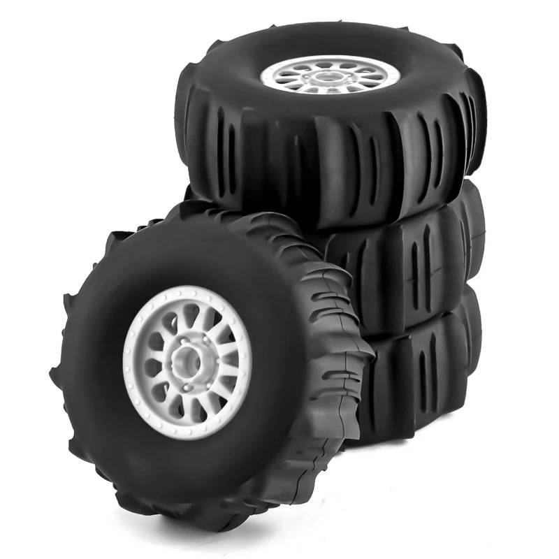 TOQPCZA RC Autoteile Für UDR Für Yikong Für Buggy Für Wüste DF7 Off-Road 4Pcs 138mm 1/7 17mm Rad Hex Short Course Truck Sand Reifen(Silver) von TOQPCZA