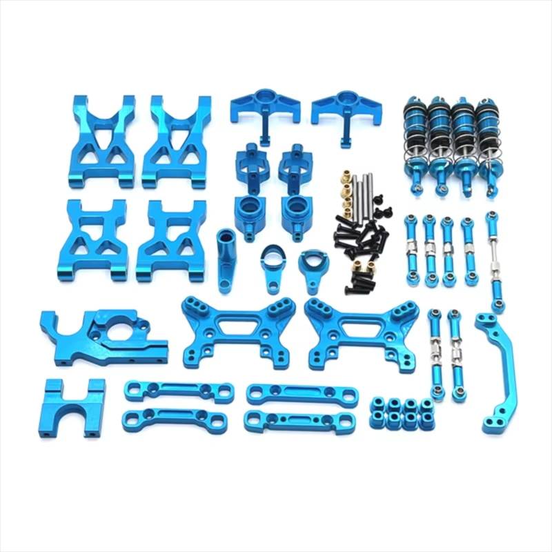 TOQPCZA RC Autoteile Für WLtoys 1/10 104072 Metall Für Schwinge Zugstange Lenkbecher Stoßdämpfer 13-teiliges Kit RC Auto Upgrade Teile Zubehör(Blue) von TOQPCZA