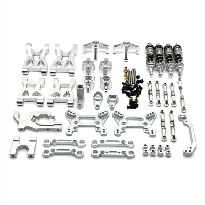 TOQPCZA RC Autoteile Für WLtoys 1/10 104072 Metall Für Schwinge Zugstange Lenkbecher Stoßdämpfer 13-teiliges Kit RC Auto Upgrade Teile Zubehör(Silver) von TOQPCZA