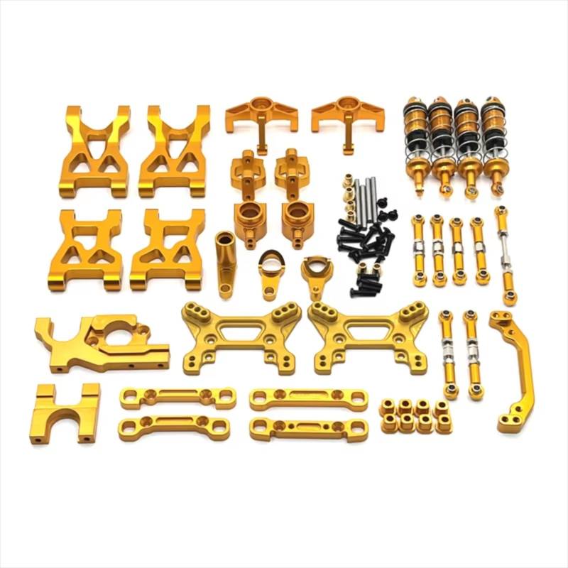 TOQPCZA RC Autoteile Für WLtoys 1/10 104072 Metall Für Schwinge Zugstange Lenkbecher Stoßdämpfer 13-teiliges Kit RC Auto Upgrade Teile Zubehör(Yellow) von TOQPCZA