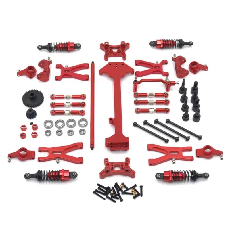 TOQPCZA RC Autoteile Für WLtoys 1/18 A959 A949 A969 A979 K929 Metall Für Schwinge Lenkung Cup Linkage Stoßdämpfer Kit RC Auto Upgrade Teile(Red) von TOQPCZA