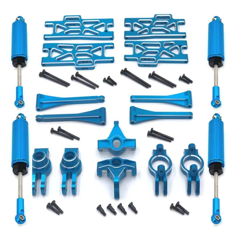 TOQPCZA RC Autoteile Für WLtoys 104016 104018 104009 12402 12404 12409 Metall Für Schaukel Arme Lenkung Tasse Stoßdämpfer Kit RC Auto Upgrade Teile(Blue) von TOQPCZA
