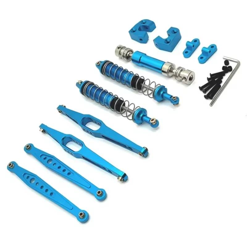 TOQPCZA RC Autoteile Für WLtoys 124006 12423 12427 12428 12429 RC Fernbedienung Auto Teile Metall Upgrade Kit Ersatz Zubehör(Blue) von TOQPCZA
