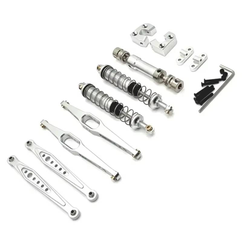 TOQPCZA RC Autoteile Für WLtoys 124006 12423 12427 12428 12429 RC Fernbedienung Auto Teile Metall Upgrade Kit Ersatz Zubehör(Silver) von TOQPCZA