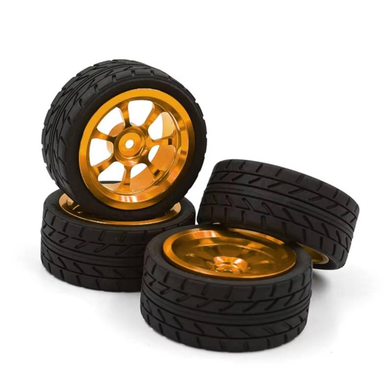 TOQPCZA RC Autoteile Für WLtoys Für 144001 144002 144010 1/14 124016 124017 124018 124019 1/12 Drift Rad Hub Reifen RC Auto Upgrade Teile 65x26 MM Und Verschleiß-Beständig(Yellow) von TOQPCZA