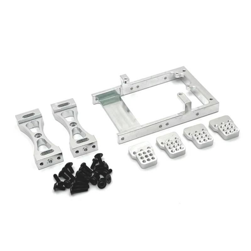 TOQPCZA RC Autoteile Für WPL C14 C24 B14 B24 Für MN D90 Für MN99S Metall Servo Halterung Strahl Querträger Shock Tower Set RC Auto Upgrade Teile Zubehör(Silver) von TOQPCZA
