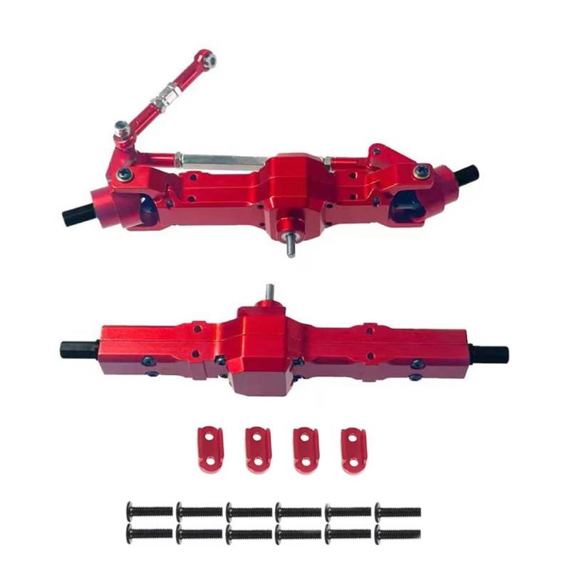 TOQPCZA RC Autoteile Für WPL Für C14 C24 Für Feiyu Für Jjrc 1/16 Fernbedienung Auto Metall Upgrade Änderung Teile Metall Brücke Insgesamt(Red) von TOQPCZA