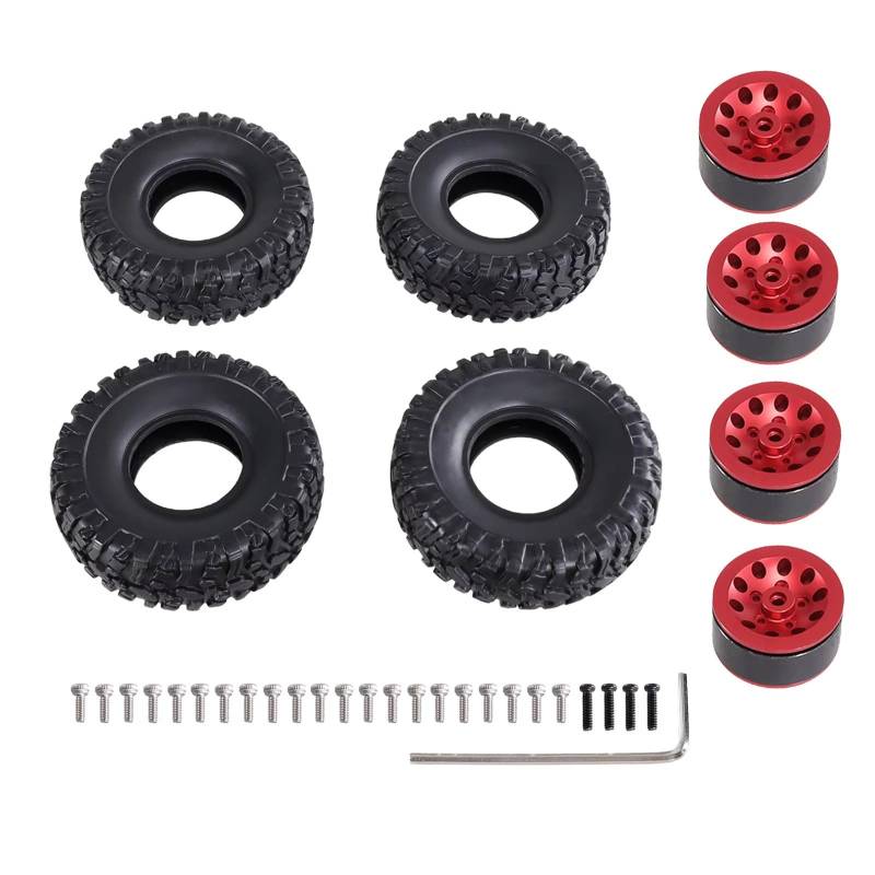 TOQPCZA RC Autoteile Für WPL Für C14 Für C24 Für C34 1/12 Rc Auto Clip Typ Reifen Weiche Reifen Haut Upgrade Metall Teile Ersatz Zubehör(Red) von TOQPCZA