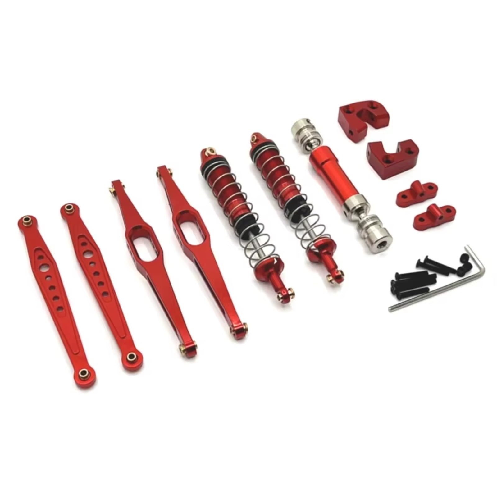 TOQPCZA RC Autoteile Für Wltoys 124006 12423 12427 12428 12429 1/12 Metall Upgrade Teile Kit Antriebswelle Stoßdämpfer Längslenker RC Auto Zubehör(Red) von TOQPCZA