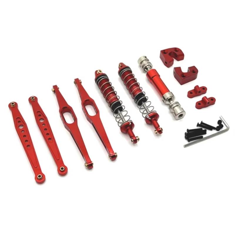 TOQPCZA RC Autoteile Für Wltoys 124006 12423 12427 12428 12429 1/12 Metall Upgrade Teile Kit Antriebswelle Stoßdämpfer Längslenker RC Auto Zubehör(Red) von TOQPCZA