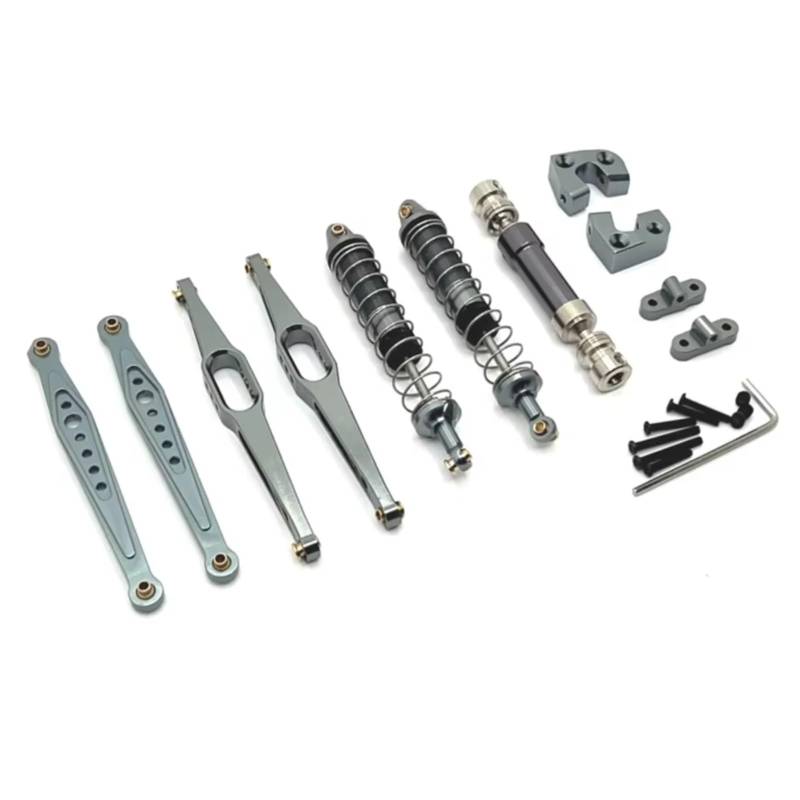 TOQPCZA RC Autoteile Für Wltoys 124006 12423 12427 12428 12429 1/12 Metall Upgrade Teile Kit Antriebswelle Stoßdämpfer Längslenker RC Auto Zubehör(Silver) von TOQPCZA