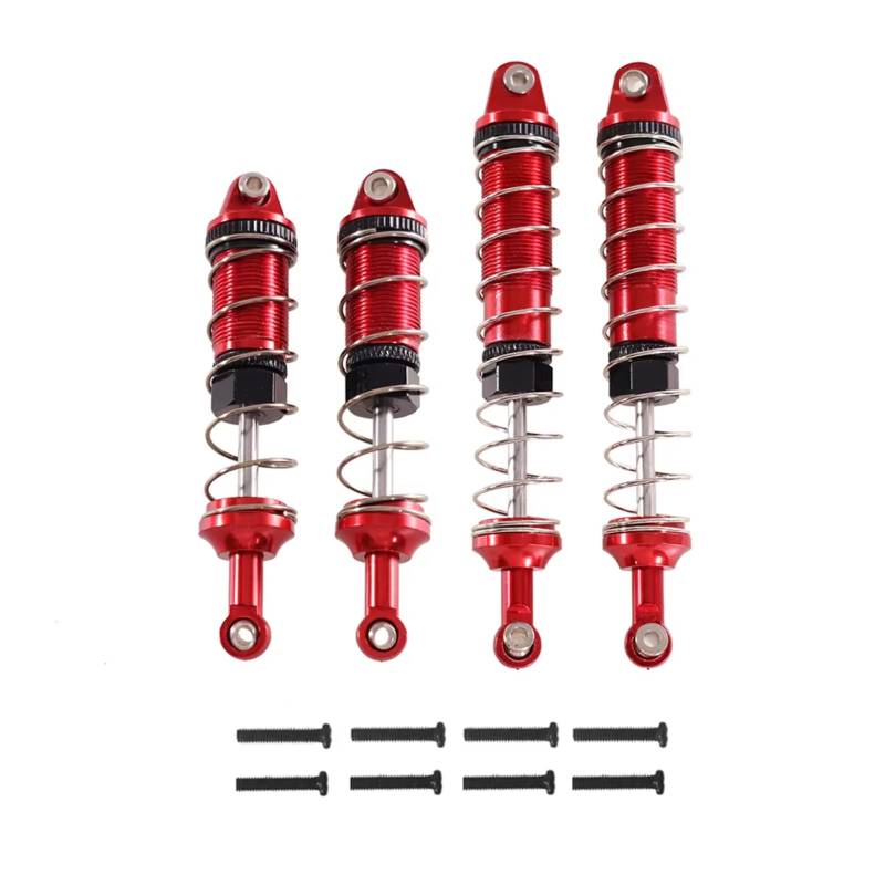 TOQPCZA RC Autoteile Für Wltoys Für 12428 12423 12427 12429 FY-03 1/12 4 Stücke Metall Öl Stoßdämpfer Dämpfer RC Auto Upgrade Teile Zubehör(Red) von TOQPCZA