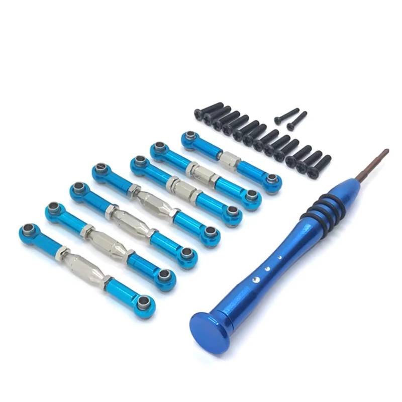 TOQPCZA RC Autoteile Für Wltoys Für 144010 144001 144002 1/14 124016 124017 124018 124019 1/12 RC Auto Upgrade Teile Metall Verknüpfung Servo Pull Lenkung Spurstange Set(Blue) von TOQPCZA