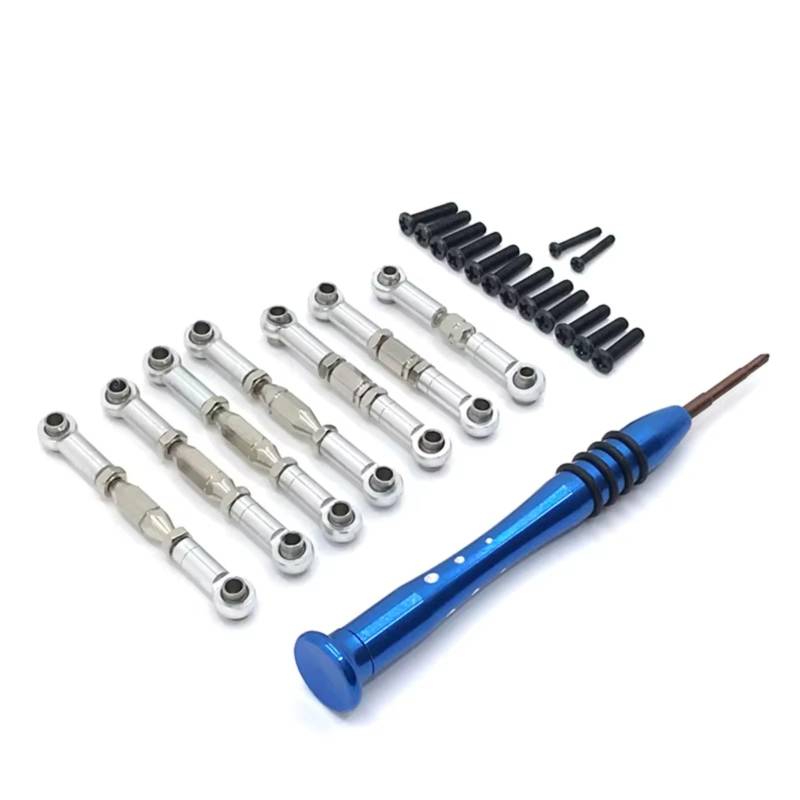 TOQPCZA RC Autoteile Für Wltoys Für 144010 144001 144002 1/14 124016 124017 124018 124019 1/12 RC Auto Upgrade Teile Metall Verknüpfung Servo Pull Lenkung Spurstange Set(White) von TOQPCZA