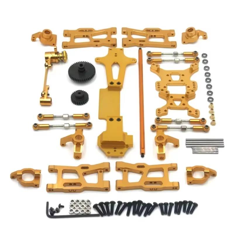 TOQPCZA RC Autoteile Für Wltoys Für 144010 144002 144001 1/14 Metall Upgrade Teile Kits Für Schaukel Arm Link Stange Lenkung Block RC Auto Zubehör(Yellow) von TOQPCZA