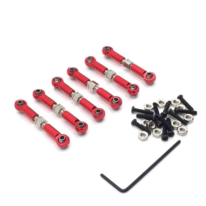TOQPCZA RC Autoteile Für Wltoys Für 184011 A949 A959 A969 A979 K929 1/18 Metall Linkage Zugstange Vorne Hinten Servo Link Spurstange RC Auto Upgrade Ersatzteile(Red) von TOQPCZA