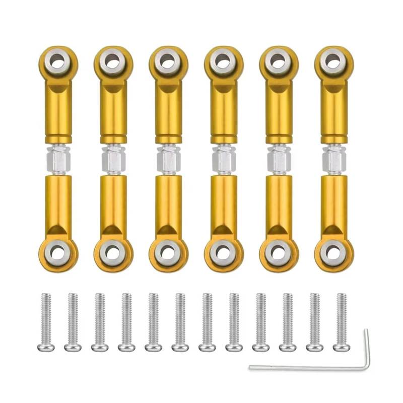 TOQPCZA RC Autoteile Für Wltoys Für A949 A959 A969 A979 K929 1/18 6 Pack Metall Trolley Auto Lenkung Oszillierende Servo Linkage Arm(Yellow) von TOQPCZA