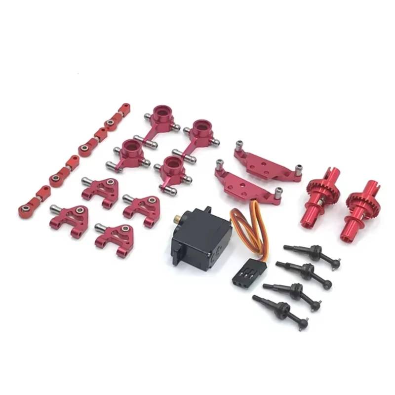 TOQPCZA RC Autoteile Für Wltoys P929 P939 K969 K979 K989 K999 1/28 RC Auto Metall Upgrade Teile Lenkung Tasse Für Schaukel Arm Stoßdämpfer Platte Set(Red) von TOQPCZA