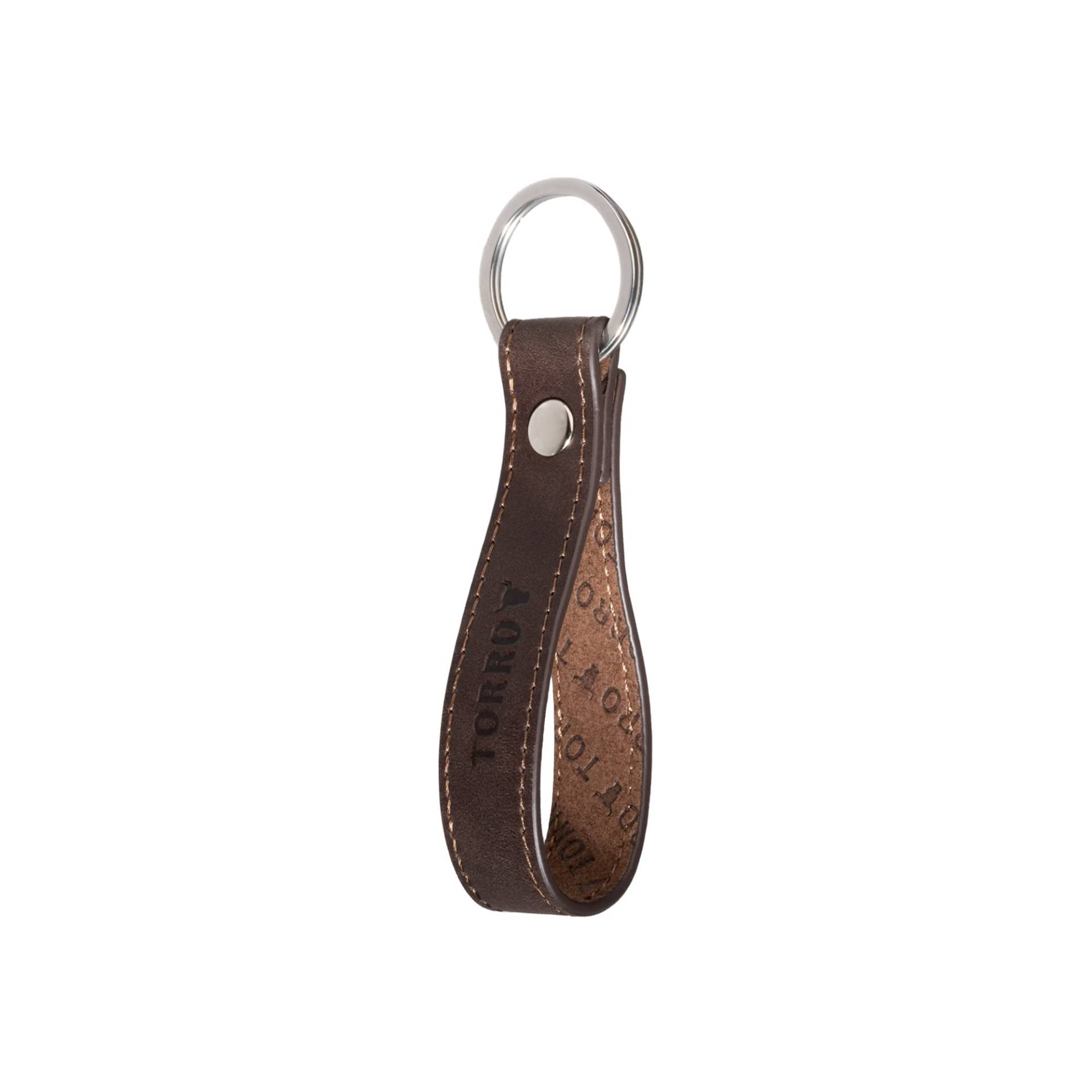 TORRO Schlüsselring aus Hochwertigem Leder, Spaltring aus gebürstetem Metall mit 2,5 cm Durchmesser (Dunkelbraun) von TORRO