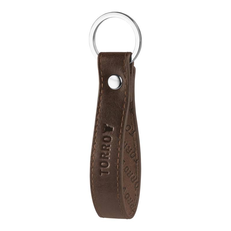 TORRO Schlüsselring aus Hochwertigem Leder, Spaltring aus gebürstetem Metall mit 2,5 cm Durchmesser (Dunkelbraun) von TORRO