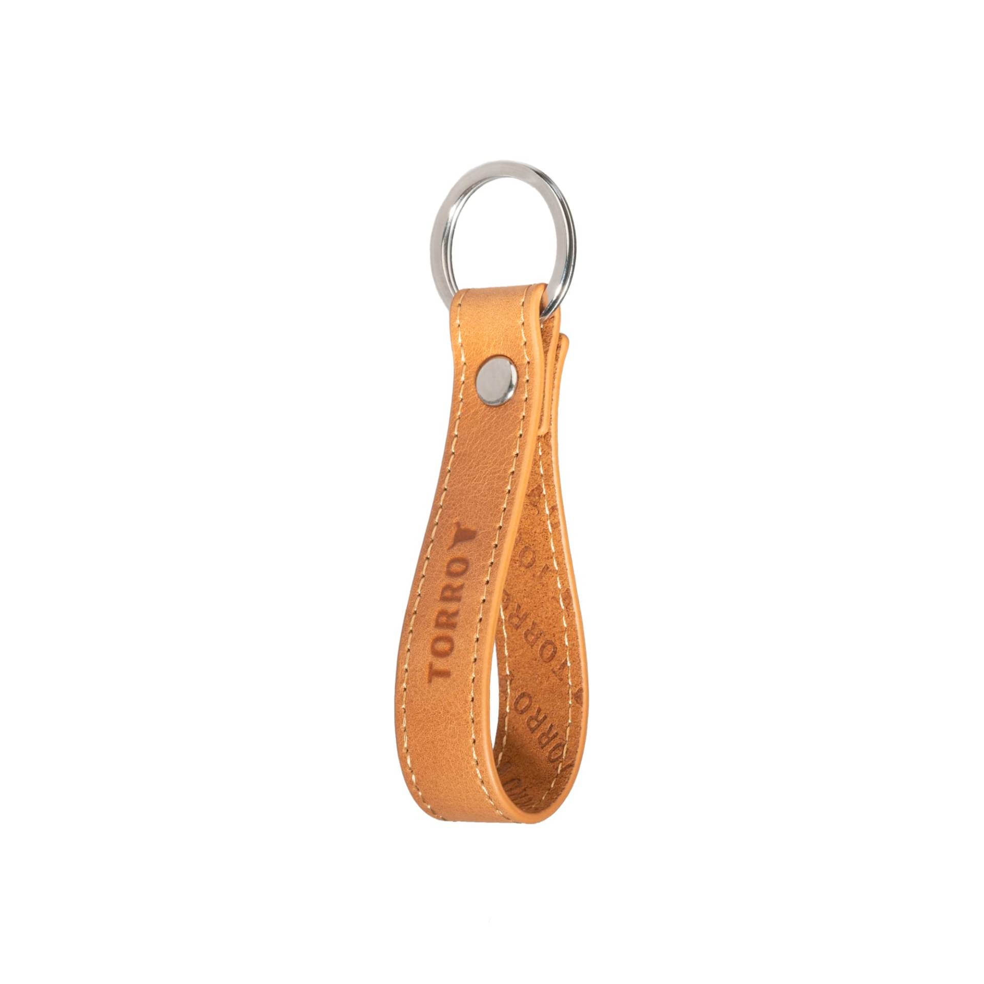 TORRO Schlüsselring aus Hochwertigem Leder, Spaltring aus gebürstetem Metall mit 2,5 cm Durchmesser (Hellbraun) von TORRO