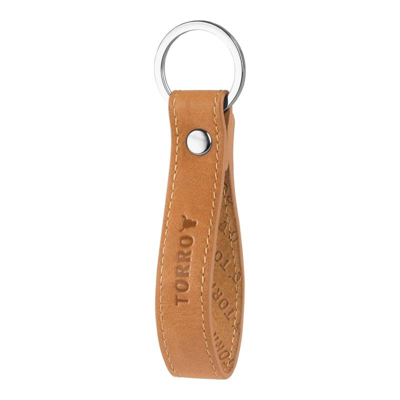 TORRO Schlüsselring aus Hochwertigem Leder, Spaltring aus gebürstetem Metall mit 2,5 cm Durchmesser (Hellbraun) von TORRO