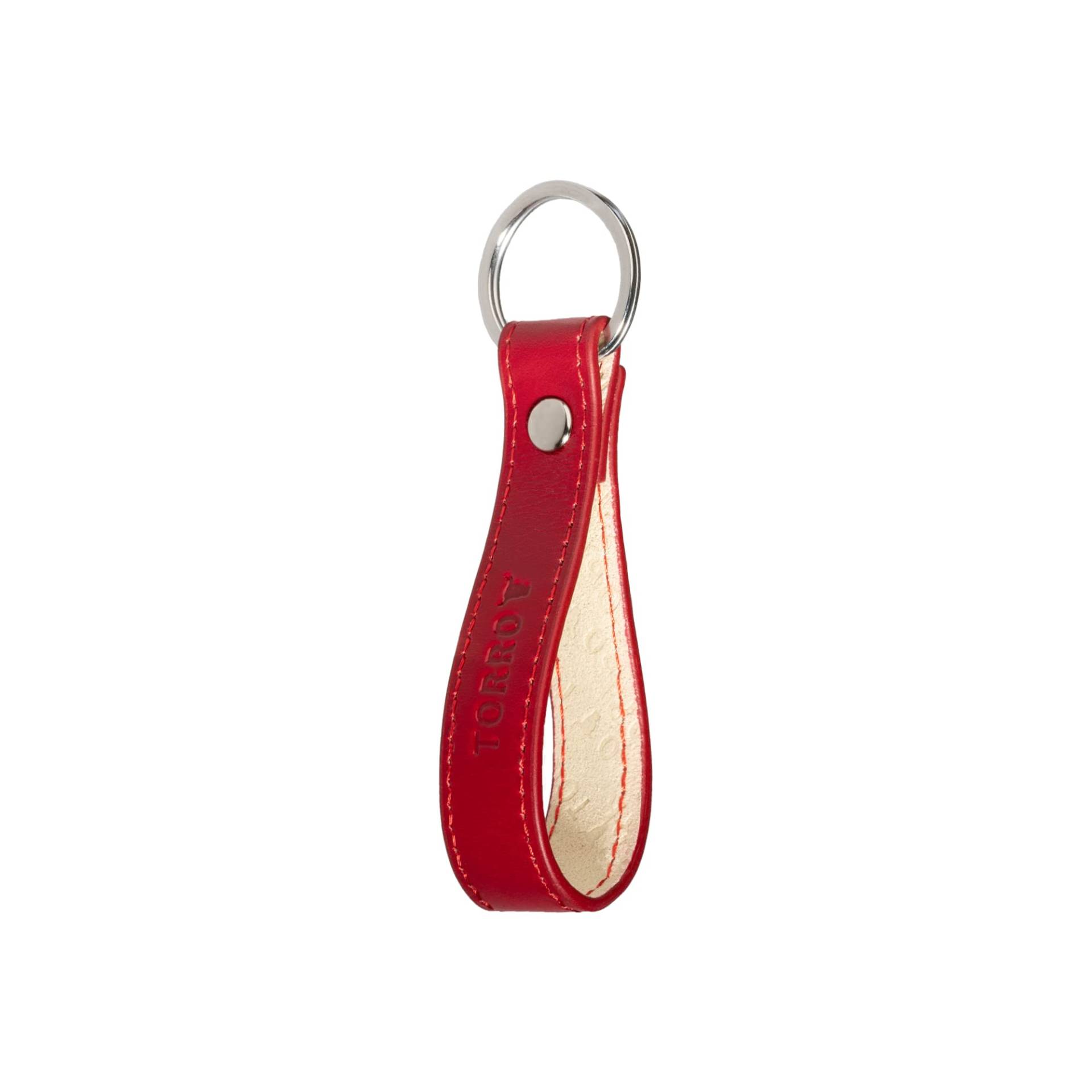 TORRO Schlüsselring aus Hochwertigem Leder, Spaltring aus gebürstetem Metall mit 2,5 cm Durchmesser (Rot) von TORRO