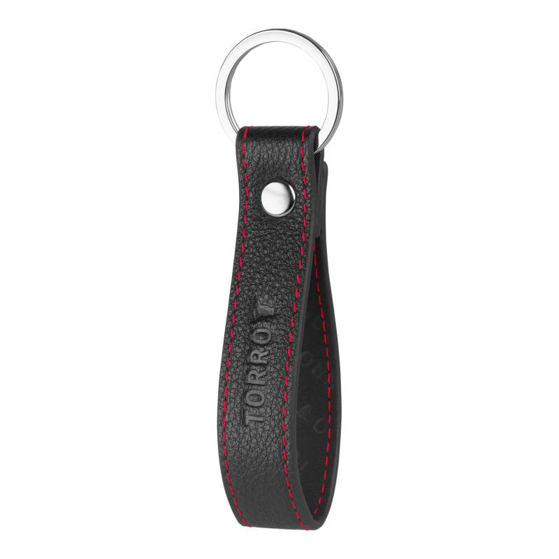 TORRO Schlüsselring aus Hochwertigem Leder, Spaltring aus gebürstetem Metall mit 2,5 cm Durchmesser (Schwarz) von TORRO