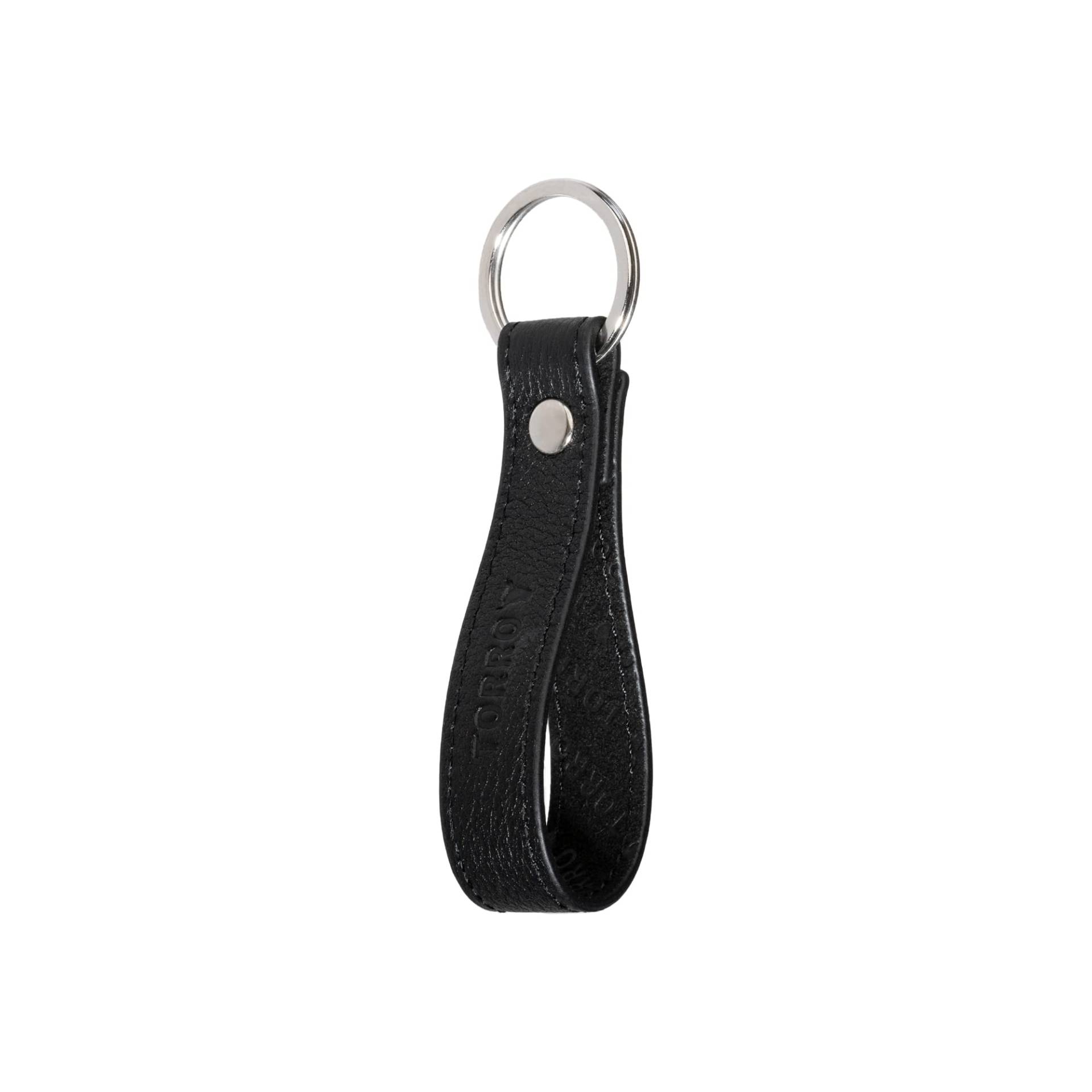 TORRO Schlüsselring aus Hochwertigem Leder, Spaltring aus gebürstetem Metall mit 2,5 cm Durchmesser (Schwarz) von TORRO