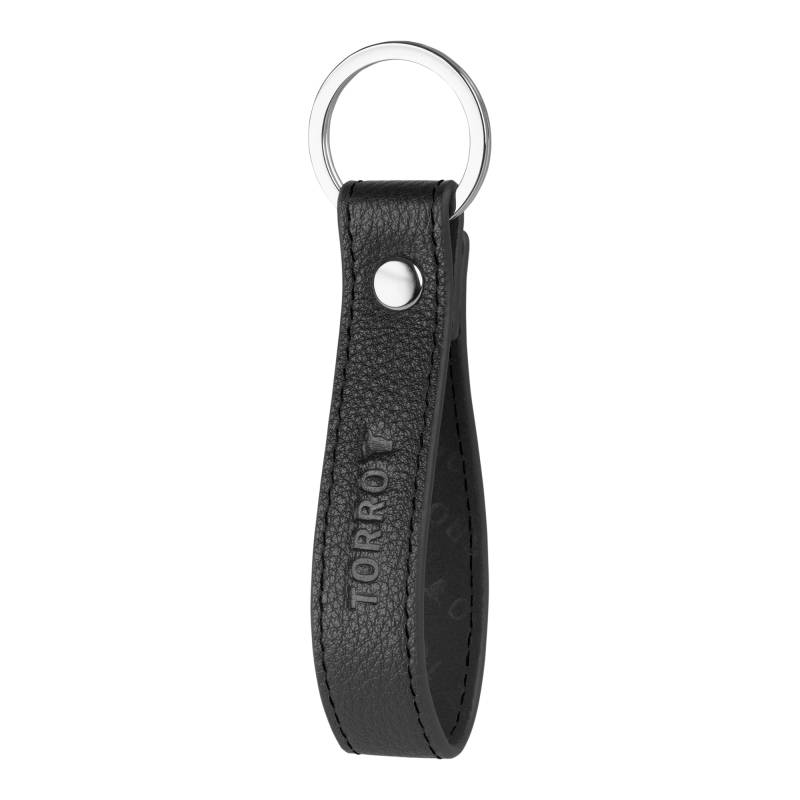 TORRO Schlüsselring aus Hochwertigem Leder, Spaltring aus gebürstetem Metall mit 2,5 cm Durchmesser (Schwarz) von TORRO