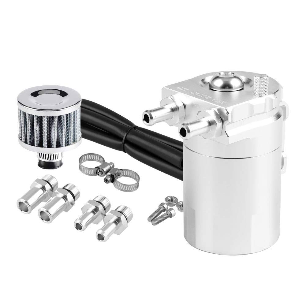 TOTMOX Auto Oil Catch Can Dieselbehälter Luftfilter 300 ml Baffle Breather Fuel Tank – Silber TOTMOX Auto Oil Catch Can Dieselbehälter Luftfilter 300 ml Baffle Breather Fuel Tank – Silber von TOTMOX