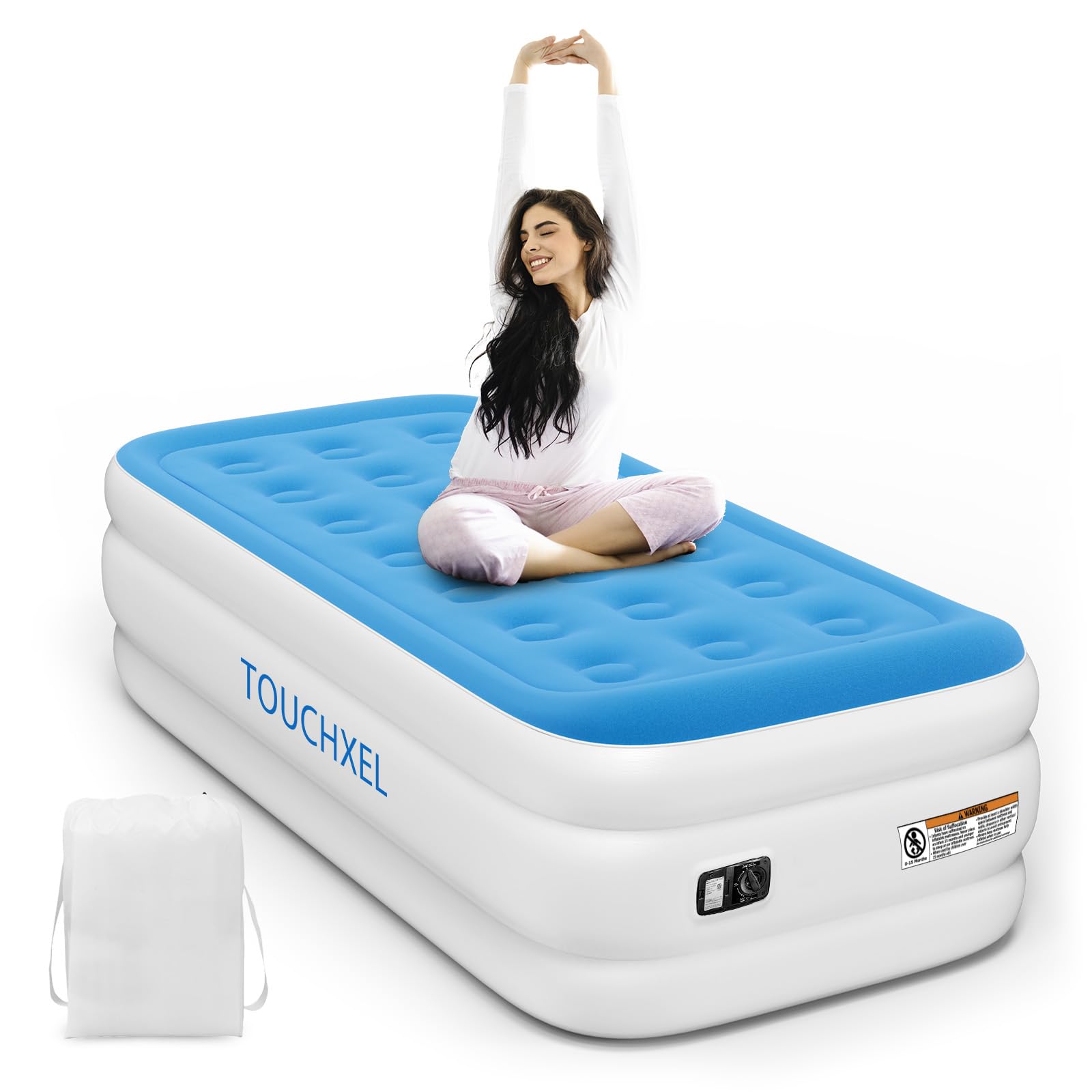 TOUCHXEL Luftmatratze 1 Person, Aufblasbare Luftmatratze Einzelbett mit elektrischer Pumpe (Weiß, Twin-Matratze) TOUCHXEL Luftmatratze 1 Person, Aufblasbare Luftmatratze Einzelbett mit elektrischer Pumpe (Weiß, Twin-Matratze) von TOUCHXEL