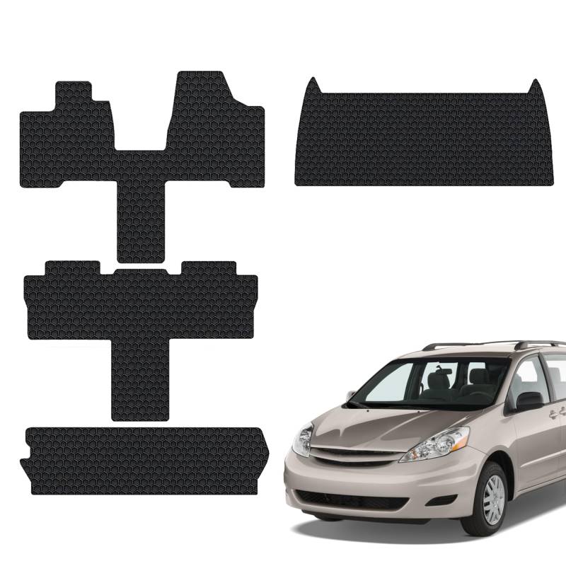 TOUGHPRO Fußmatten – Allwetter – Strapazierfähig – Gummi – für Toyota Sienna schwarz 2004-2010 Sienna 7 Seater Floor Mat Black Schwarz 322642 von TOUGHPRO