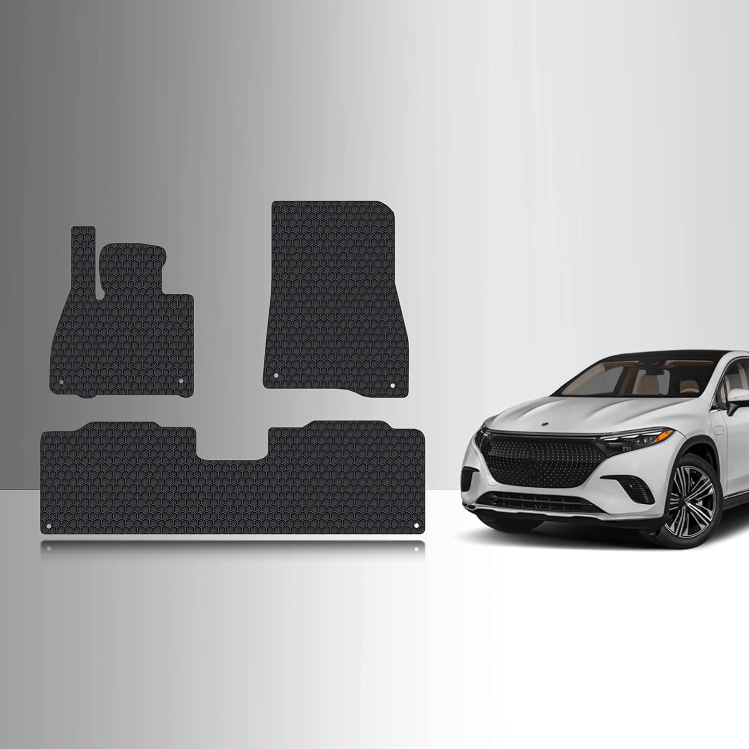 TOUGHPRO Fußmatten Zubehör Set (Vordere Reihe + 2. Reihe) Kompatibel mit Mercedes Benz EQS 450+ EQS580 SUV Allwetter Heavy Duty Schwarz Gummi 2022 2023 (Made in USA) von TOUGHPRO