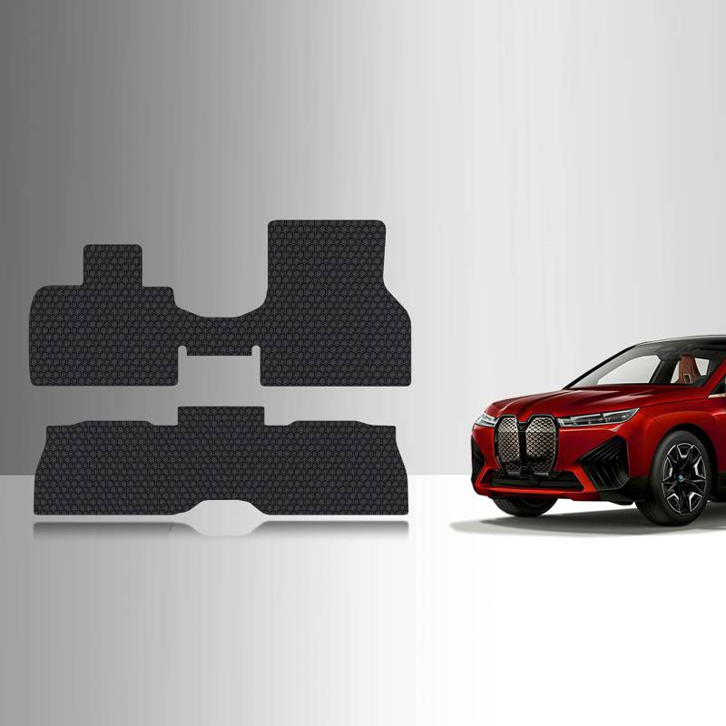 TOUGHPRO Fußmatten Zubehör Set (vordere Reihe + 2. Reihe) kompatibel mit BMW iX Allwetter Heavy Duty (Made in USA) Schwarz Gummi 2022 2023 von TOUGHPRO