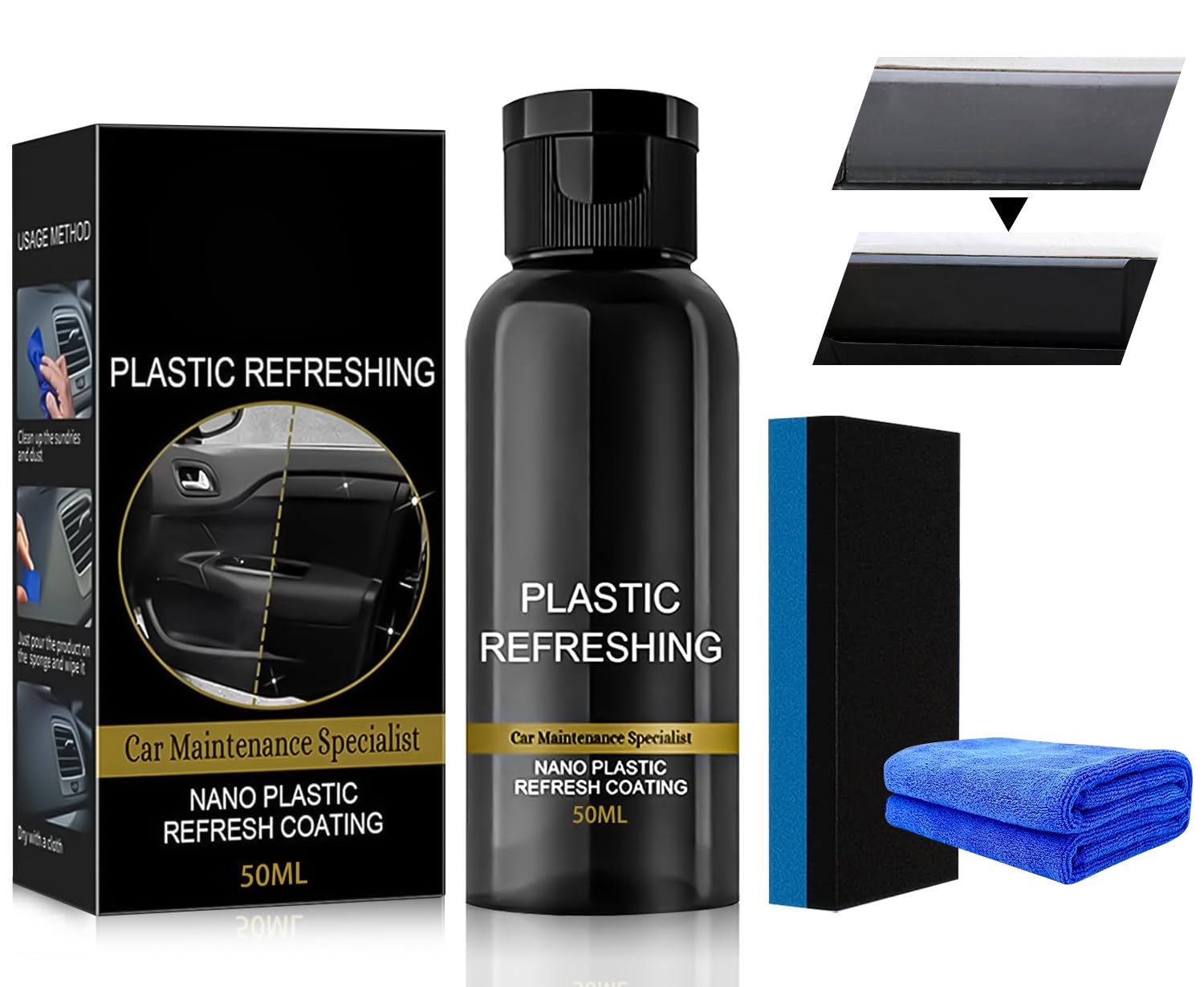 Plastic Refreshing Auto, Kunststoffpflege Auto, Kunststoff Politur, Auto Kunststoffpflege innen, Reparaturmittel für Autokunststoffe (50 ML) von TOYARKing