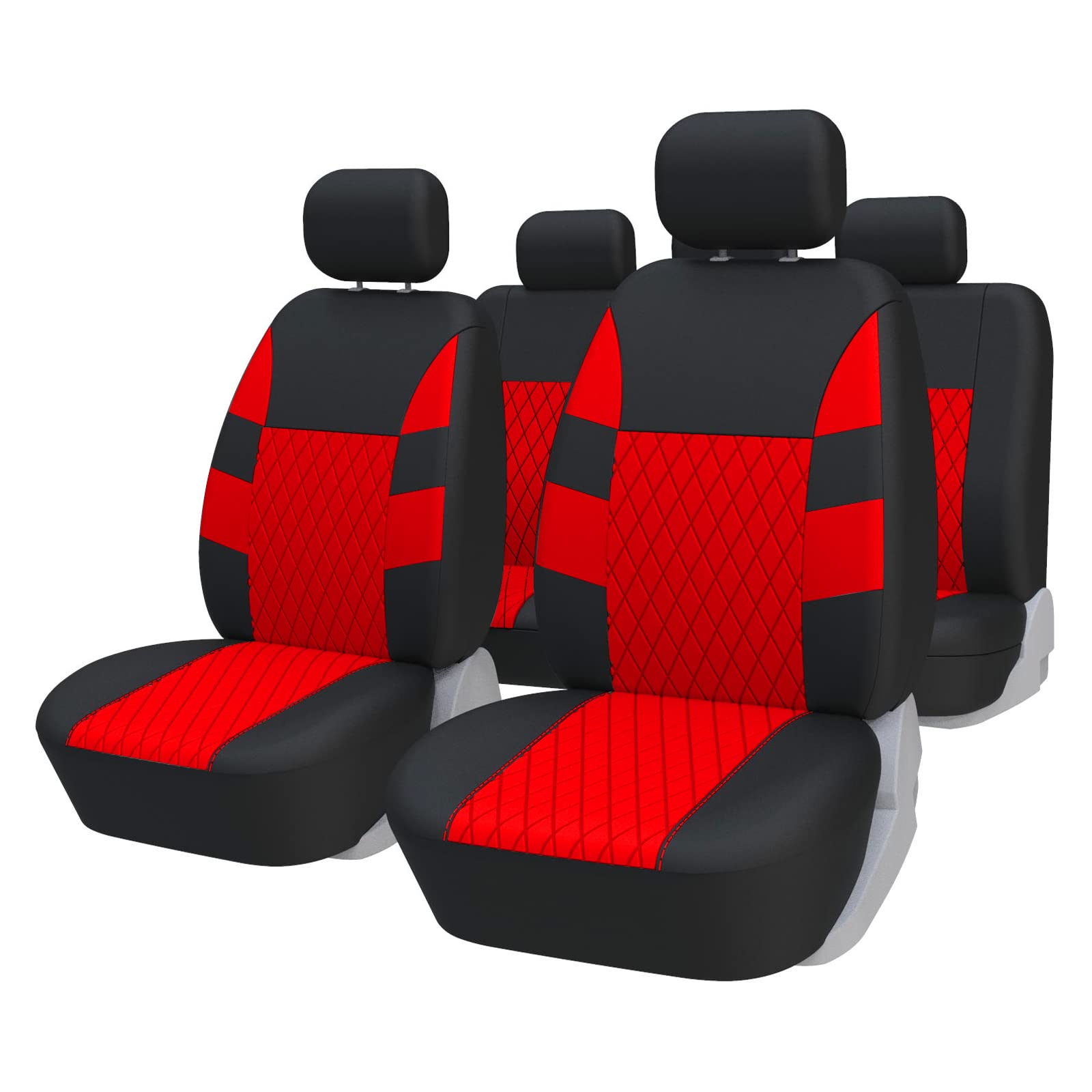 TOYOUN Sitzbezüge Auto Set Universal Autositzbezüge Sitzschoner Auto Schonbezug Autositz Rot für Vordersitze und Rücksitze von TOYOUN