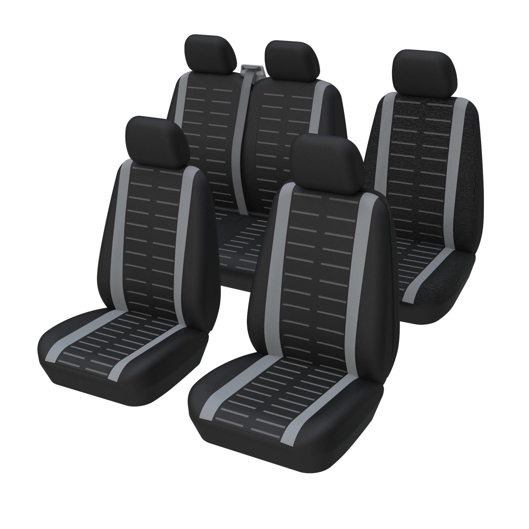 TOYOUN Universal-Sitzbezüge für Auto, Lieferwagen, komplettes Set für 5-Sitzer, Vordersitzbezüge mit 1 + 2 Doppelsitzbezügen, für Beifahrersitzbezüge, für Kombis, Crew, Van, Kombi MPV, Grau… von TOYOUN