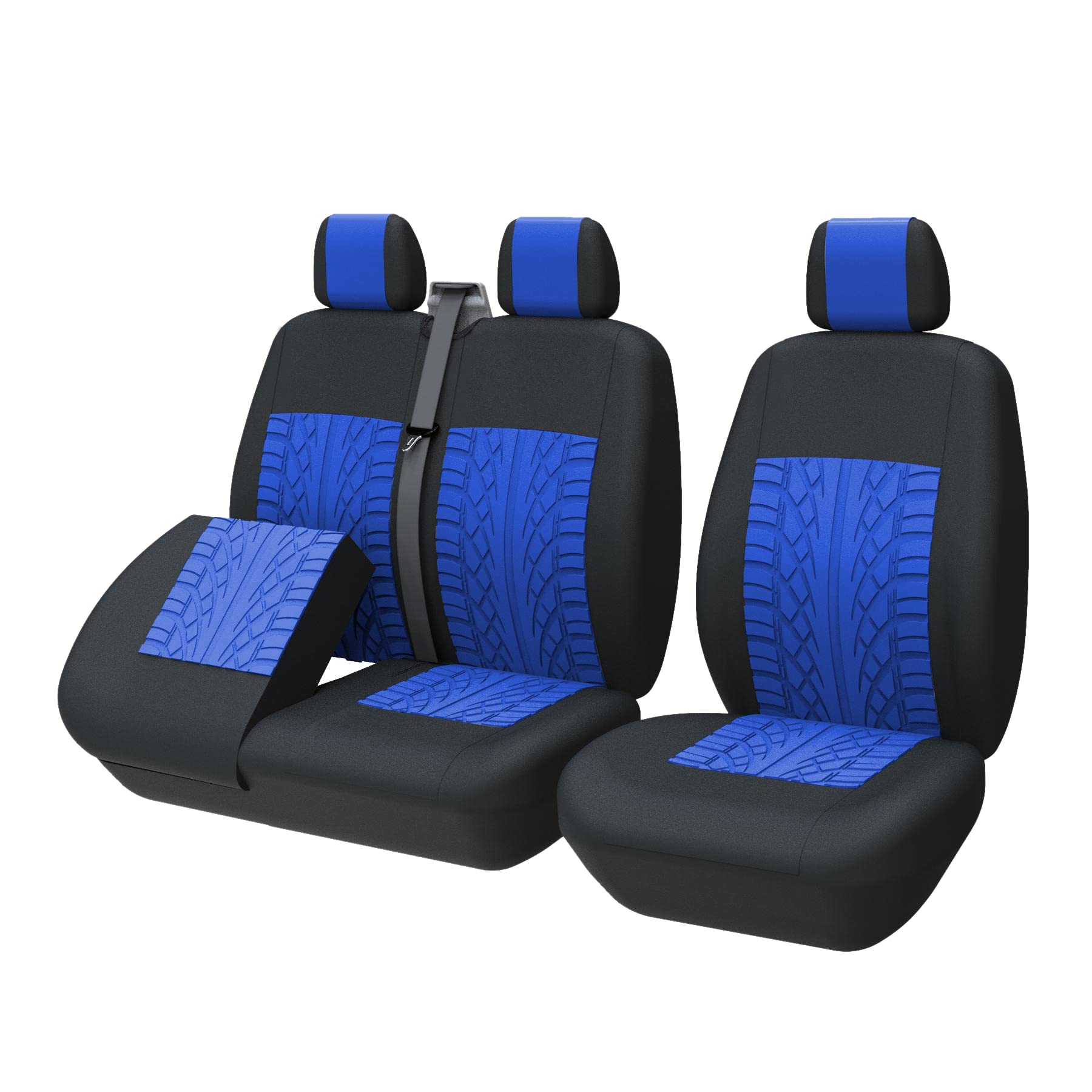 TOYOUN Universal Sitzbezüge Auto für Transporter LKW - Separater Design Sitzunterseitenstauraum zugänglich, Autositzbezüge 1+2 Sitzbezug Schonbezüge, Blau von TOYOUN