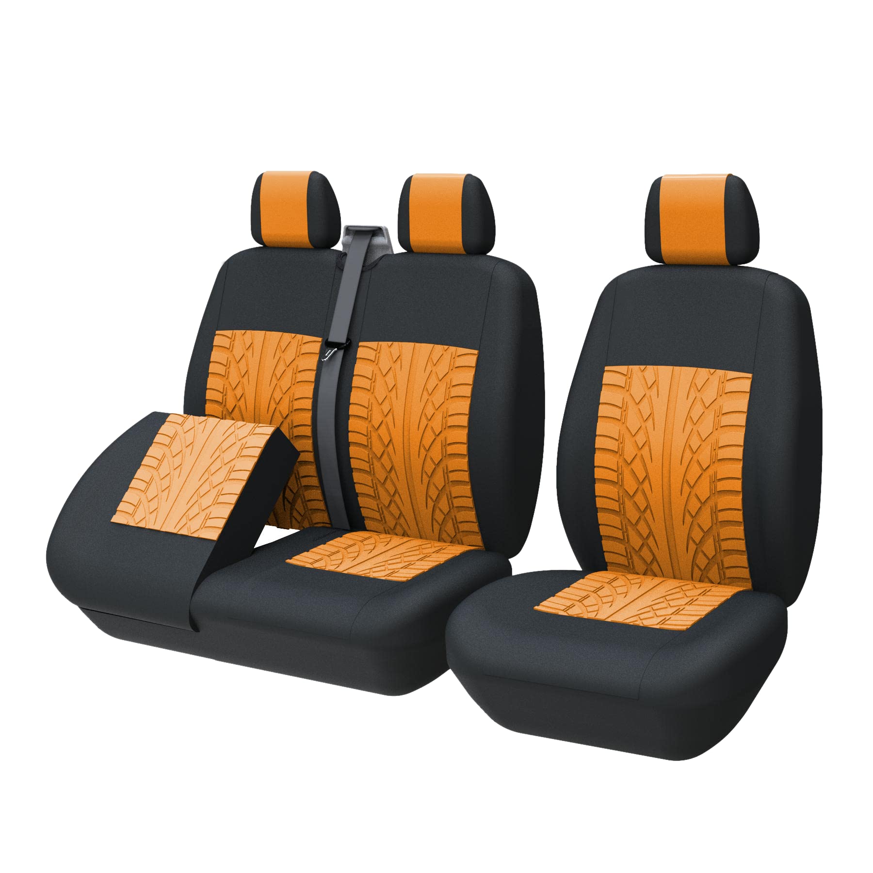 TOYOUN Universal Sitzbezüge Auto für Transporter LKW - Separater Design Sitzunterseitenstauraum zugänglich, Autositzbezüge 1+2 Sitzbezug Schonbezüge, Orange von TOYOUN