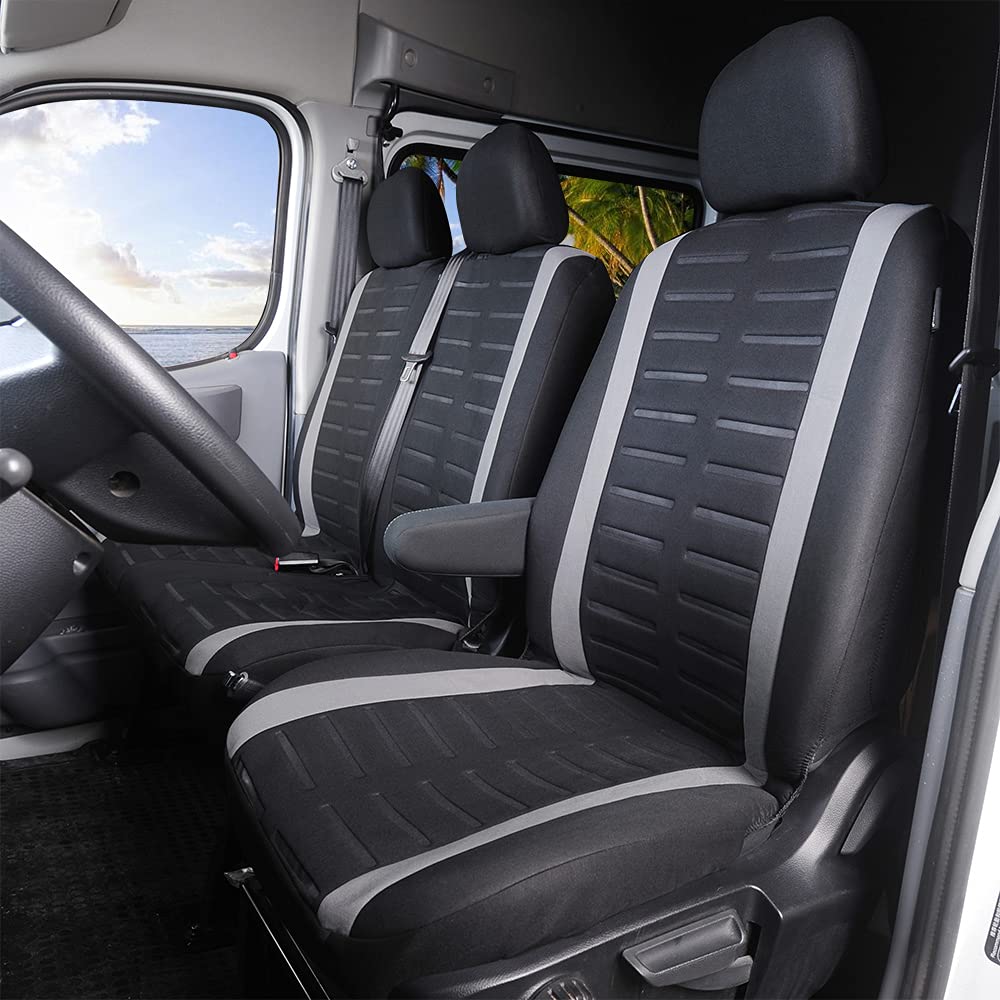 TOYOUN Van-Sitzbezüge, 3D-Streifen-Druck, universelle Passform für die meisten Lieferwagen, LKWs, Vordersitzbezüge, Einzel- und Doppelsitzbezüge, für Einzelfahrer und Doppel-Beifahrersitz… von TOYOUN