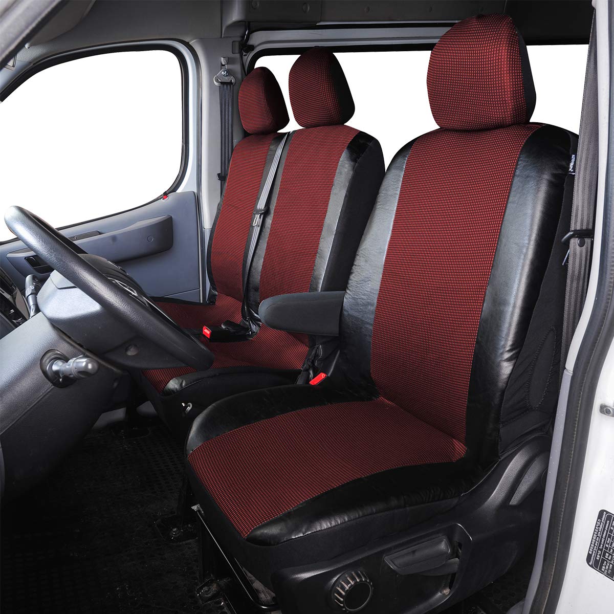 TOYOUN sitzbezüge Auto für Transporter Vordersitze 2+1 Universal Schonbezüge Sitzschoner Auto für Fahrersitz + 2er Beifahrersitzbank Autositzbezüge Kunstleder Stoff Spleißen, Rot TOYOUN sitzbezüge Auto für Transporter Vordersitze 2+1 Universal Schonbezüge Sitzschoner Auto für Fahrersitz + 2er Beifahrersitzbank Autositzbezüge Kunstleder Stoff Spleißen, Rot von TOYOUN