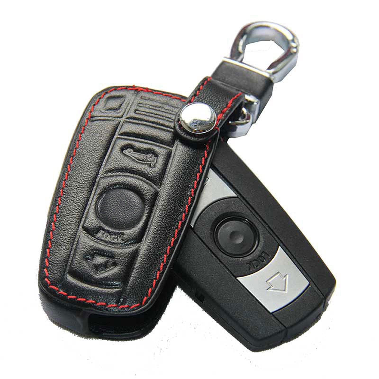 Auto-Schlüsselanhänger-Abdeckung Smart-Leder-Schlüsseletui, passend für BMW E30 E36 E90 E60 E84 E39 E46 E90 E63 E53, Autoschlüssel Shell ABS Smart Auto-Schlüsselanhänger von TPHJRM